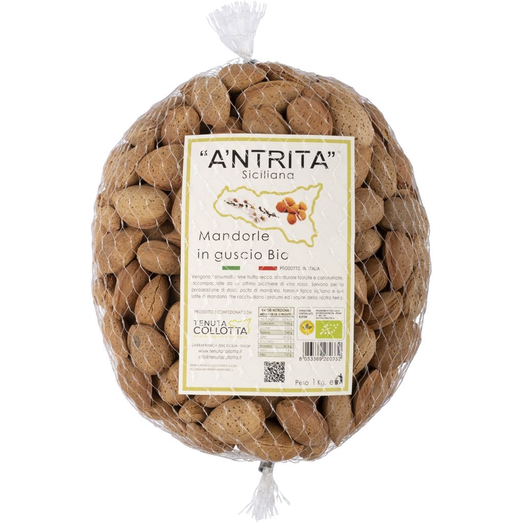 A'Ntrita® - Mandorle in Guscio Bio 1 Kg - 100% Italiano - Prodotto in Sicilia