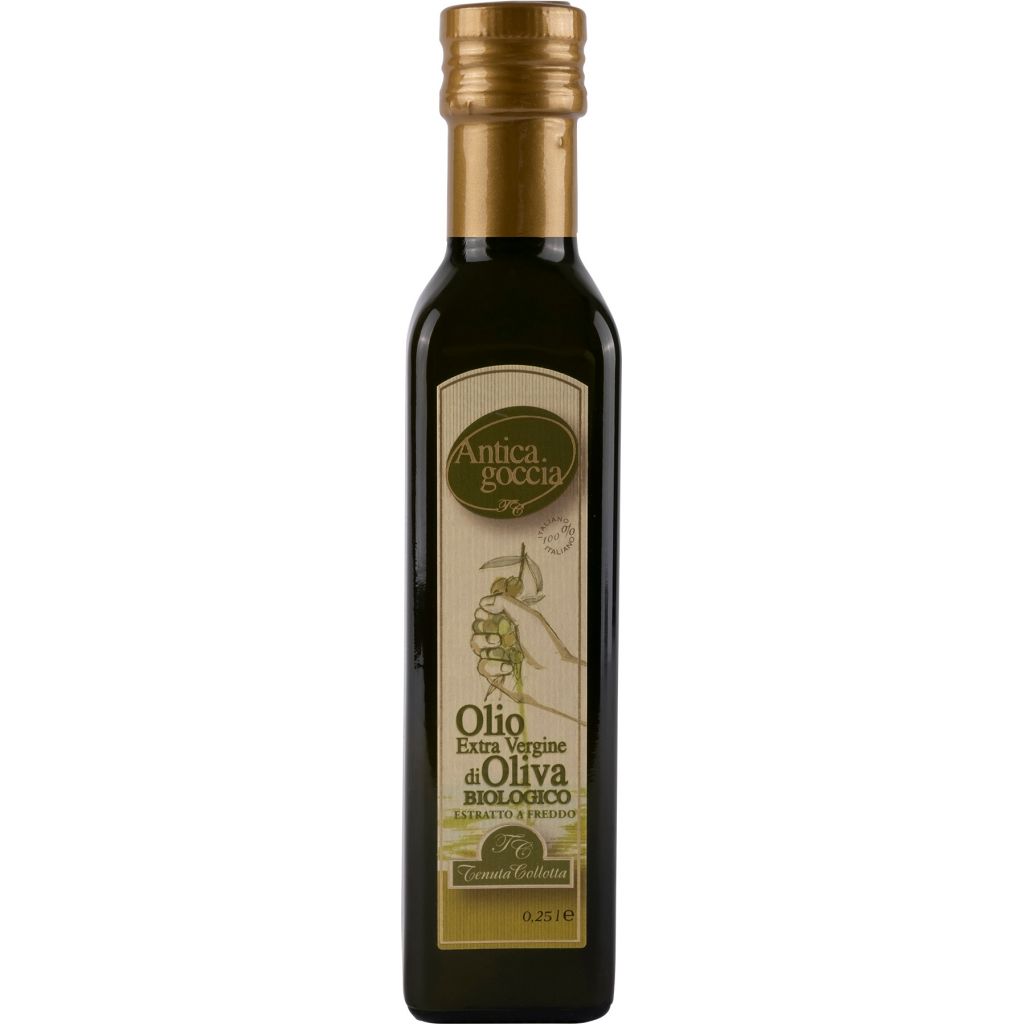 Antica Goccia® - Olio extravergine di oliva Biologico 0,25 litri[Confezione da 12 bottiglie] 100% Italia