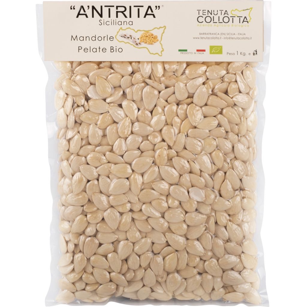 A'Ntrita® - Mandorle Pelate Bio 1 Kg - 100% Italiano - Prodotto in Sicilia