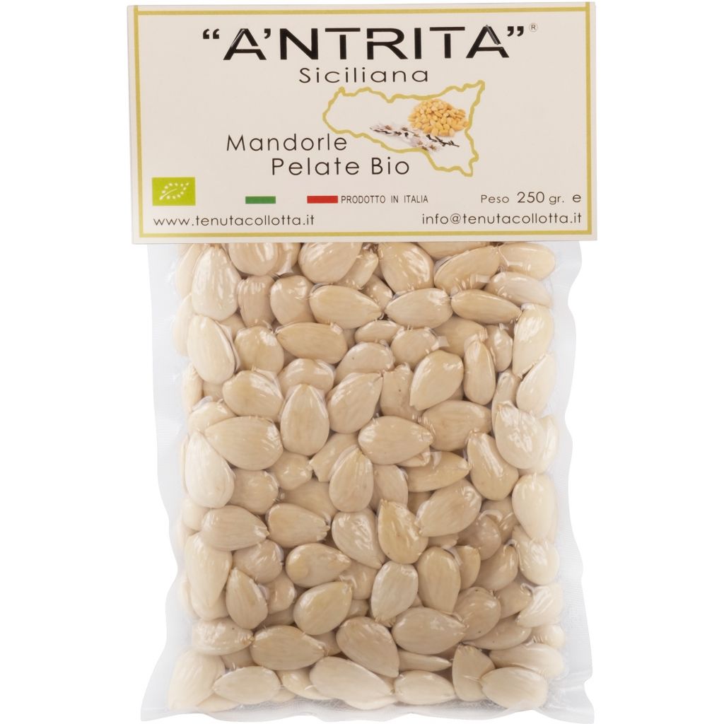 A'Ntrita® - Mandorle Pelate Bio 250 g - 100% Italiano - Prodotto in Sicilia