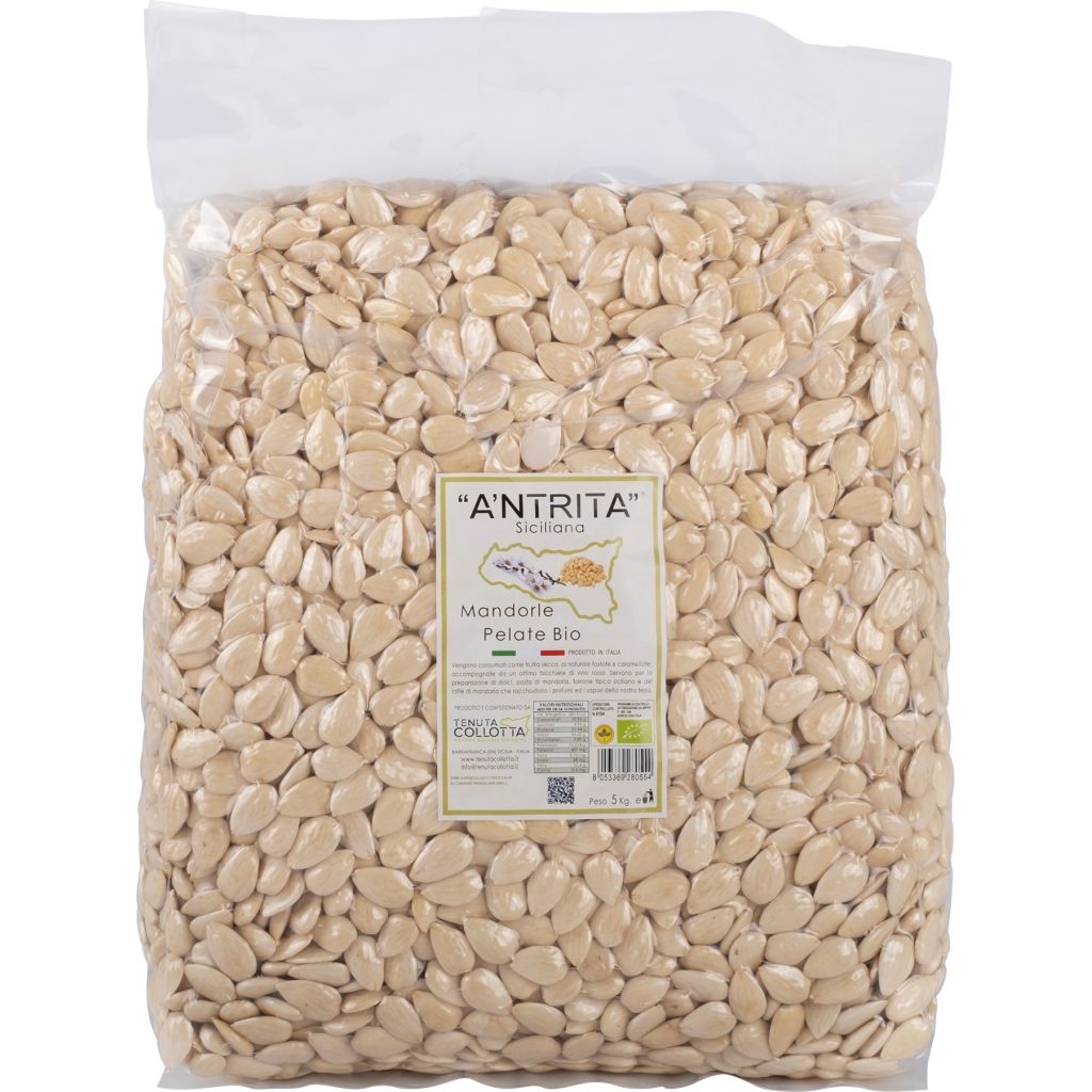 A'Ntrita® - Mandorle Pelate Bio 5 Kg - 100% Italiano - Prodotto in Sicilia