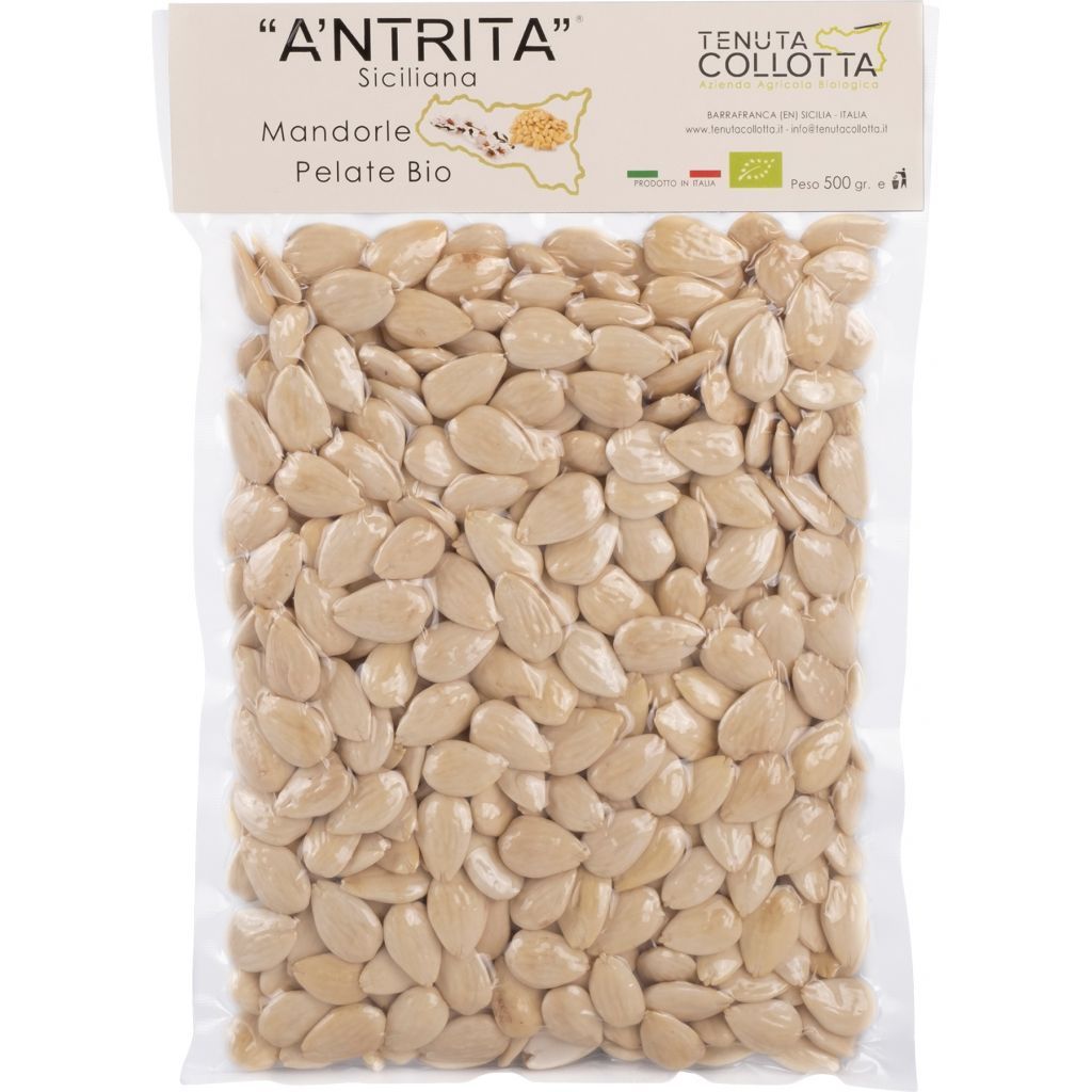A'Ntrita® - Mandorle Pelate Bio 500 g - 100% Italiano - Prodotto in Sicilia