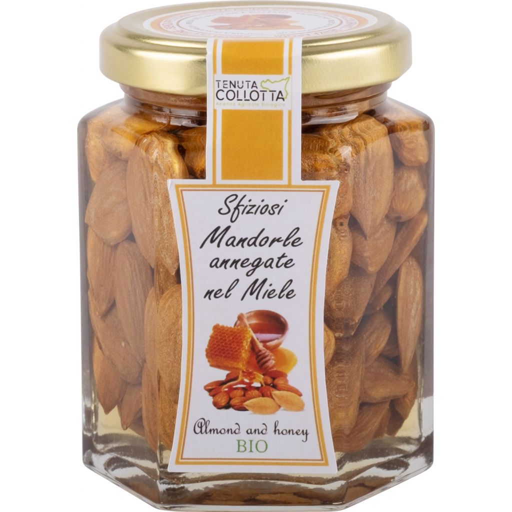 Sfiziosì Mandorle annegate nel miele BIO 230 g - 100% Italiano - Prodotto in Sicilia