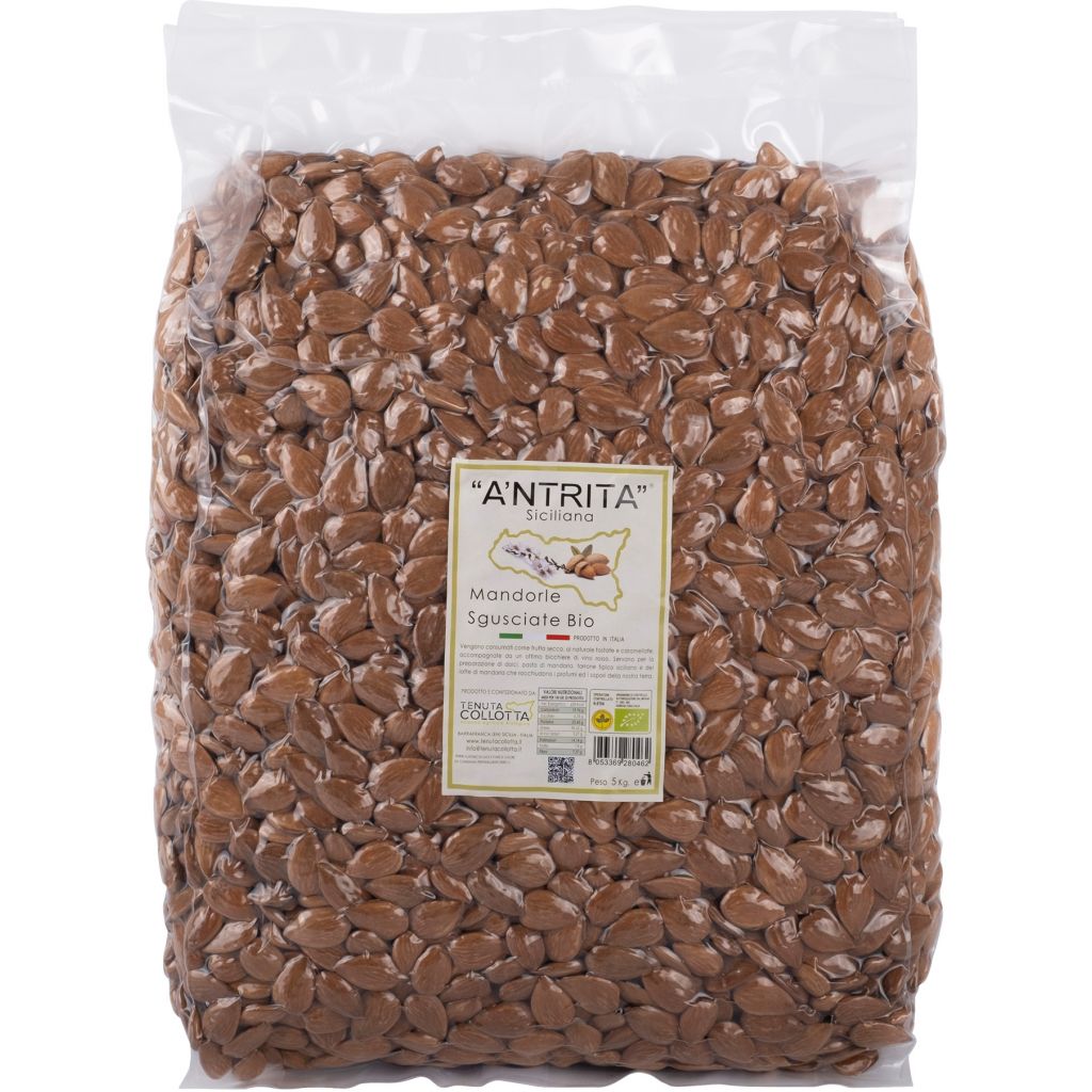 A'Ntrita® - Mandorle Sgusciate Bio 5 Kg - 100% Italiano - Prodotto in Sicilia