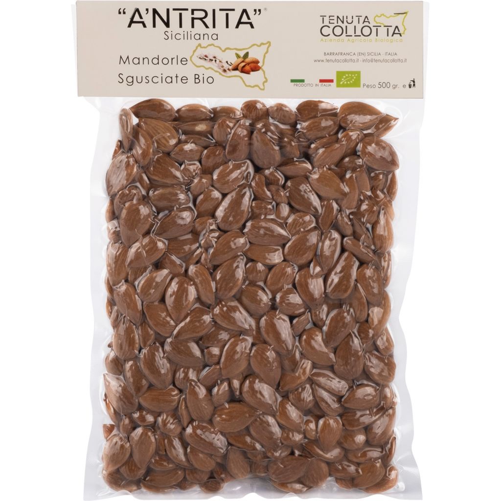 A'Ntrita® - Mandorle Sgusciate Bio 500 g - 100% Italiano - Prodotto in Sicilia