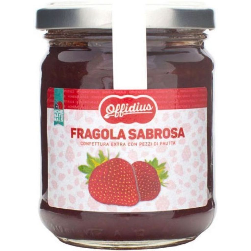 Confettura EXTRA di Fragola Sabrosa - Marmellata con FRUTTA DI PRIMA SCELTA - 220 gr - Offidius