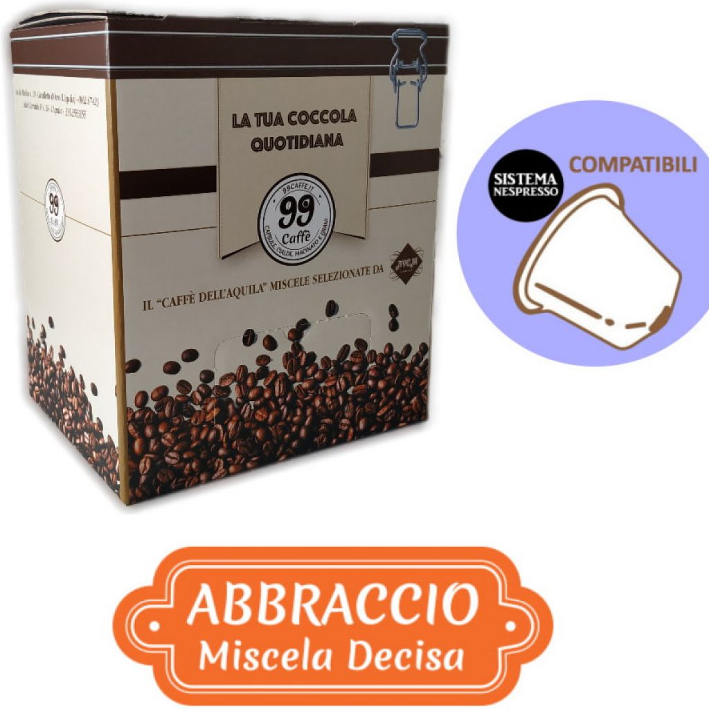 100 Capsule compatibili Nespresso - Abbraccio, Miscela Decisa - 99 Caffè