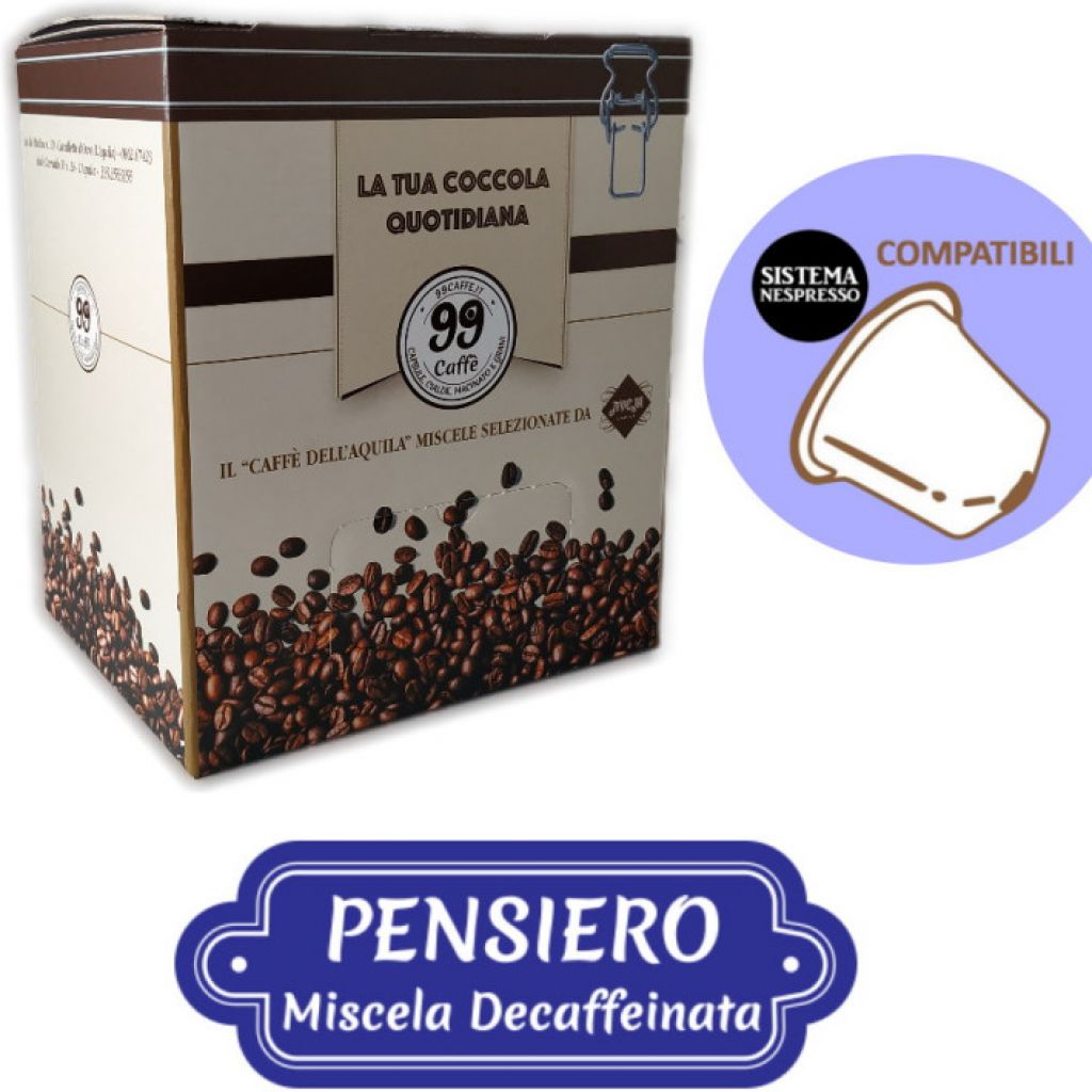 100 Capsule compatibili Nespresso - Pensiero, Miscela Dek - 99 Caffè
