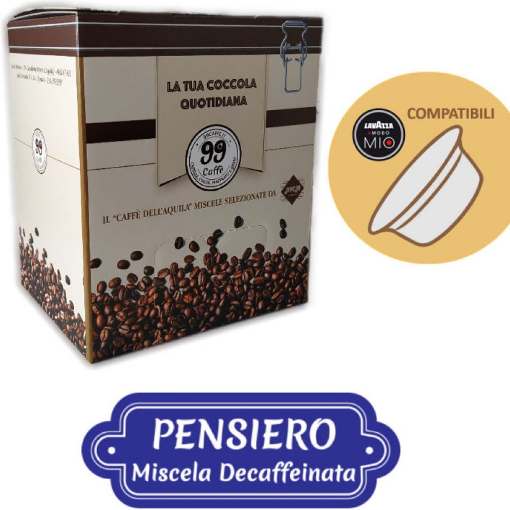 80 Capsule comp. Lavazza a Modo Mio - Pensiero, Miscela Dek - 99 Caffè
