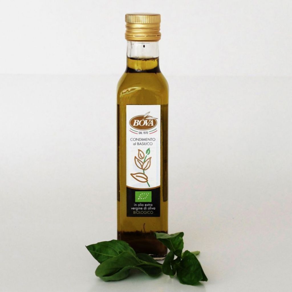 Condimento in olio di oliva bio al basilico