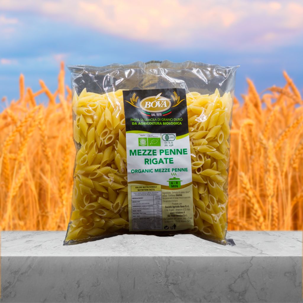 Organic durum wheat semolina pasta Mezze Penne