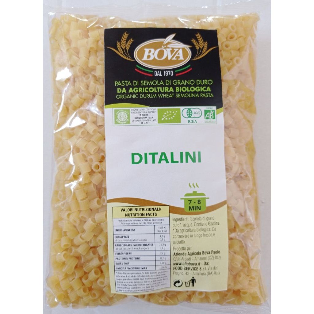 Ditalini Rigati organic durum wheat semolina pasta