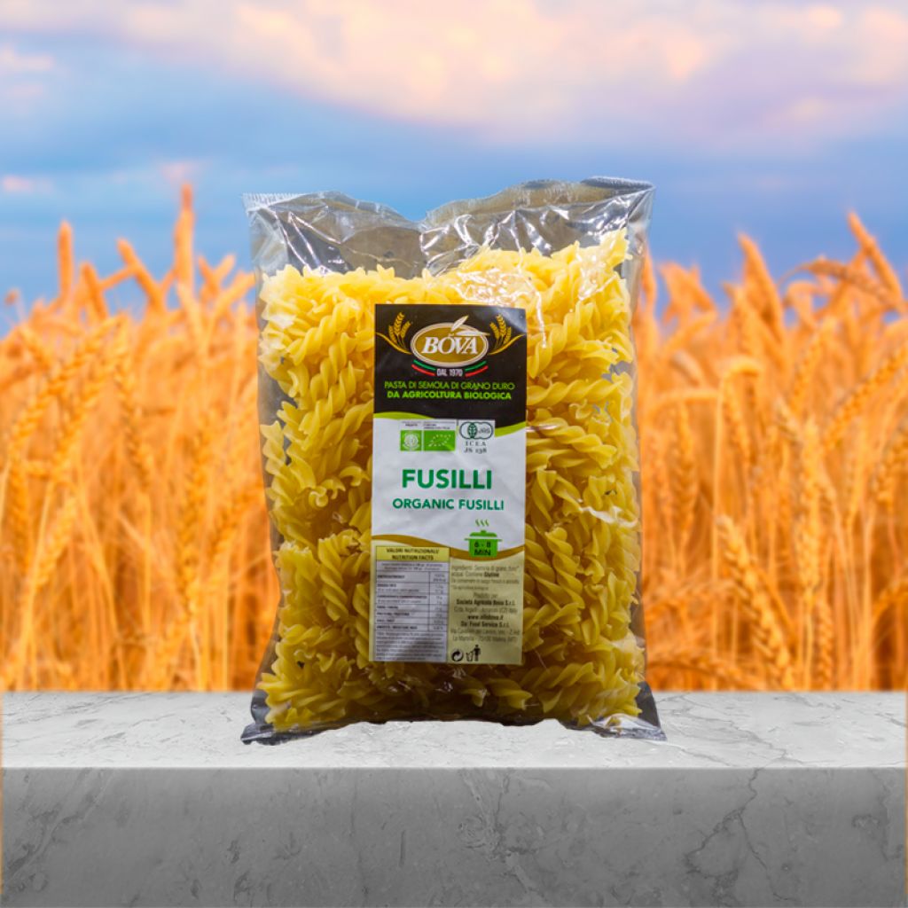 Organic durum wheat semolina pasta Fusilli
