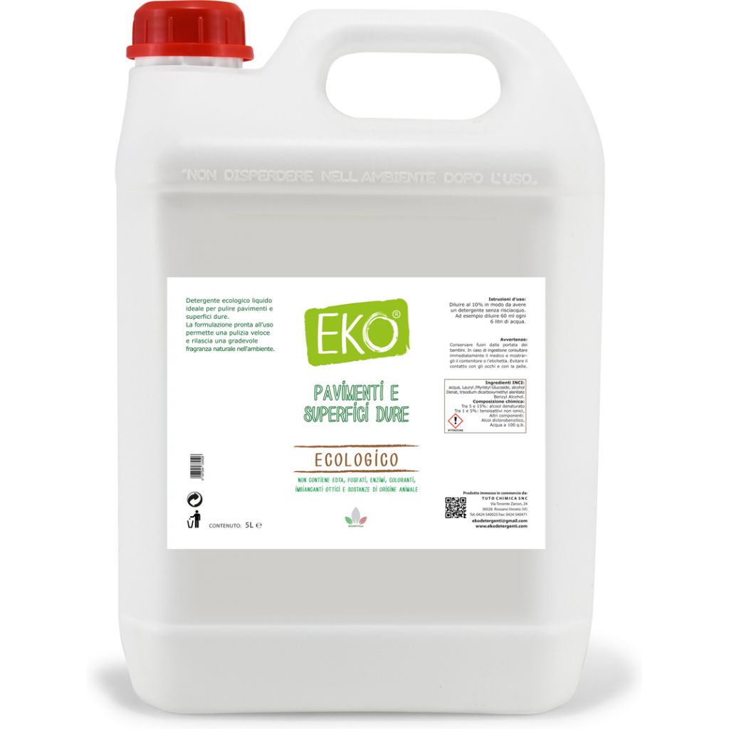 Eko detergente pavimenti e superfici dure ecologico limone/menta 5L