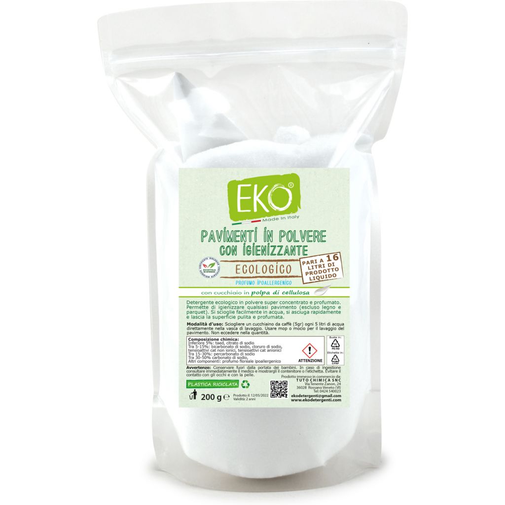 Eko detergente pavimenti in polvere ecologico con igienizzante 200gr