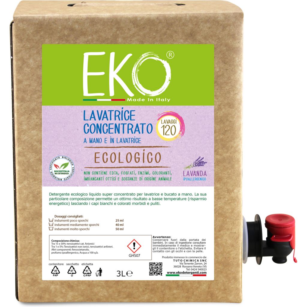 Eko detersivo ecologico lavatrice e bucato a mano Lavanda Bag in box 3L