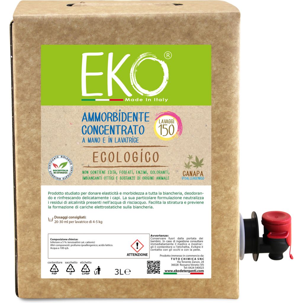 Eko detersivo ecologico lavatrice e bucato a mano Canapa Bag in box 3L