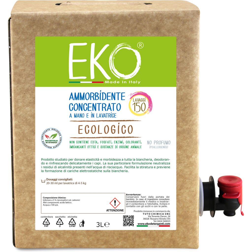 Eko ammorbidente ecologico liquido - SENZA PROFUMO Bag in box 3L