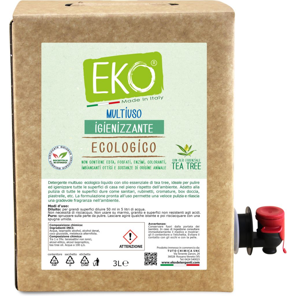 EKO detergente multiuso igienizzante con Tea Tree Bag in Box 3L