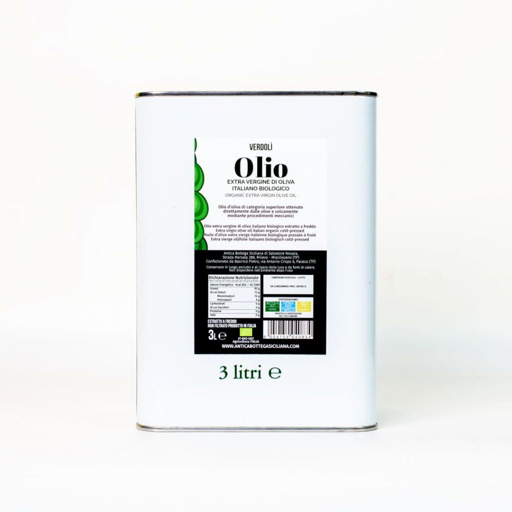 Olio Extra Vergine d'oliva Italiano Biologico Verdolì 3L