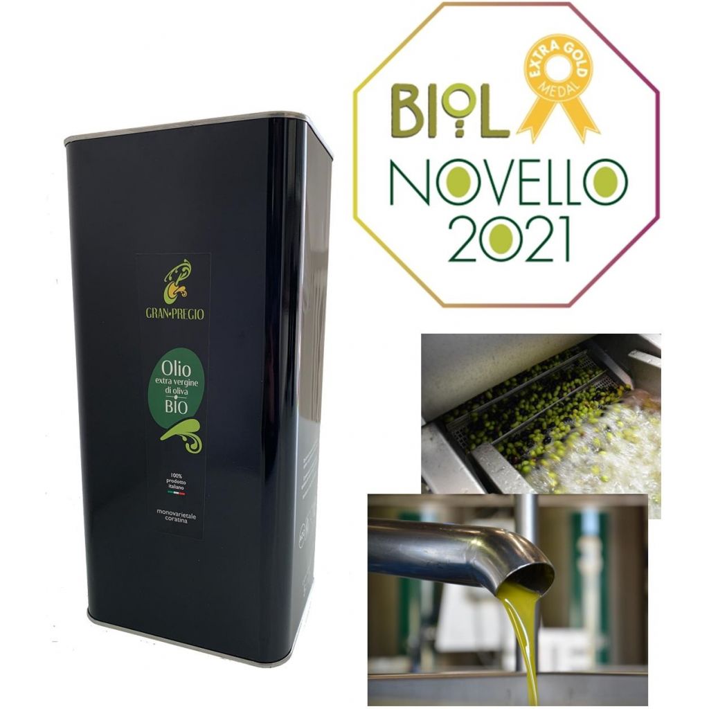 Olio Extravergine di Oliva Biologico - Gran Pregio Coratina 5l - Raccolta 2021/2022