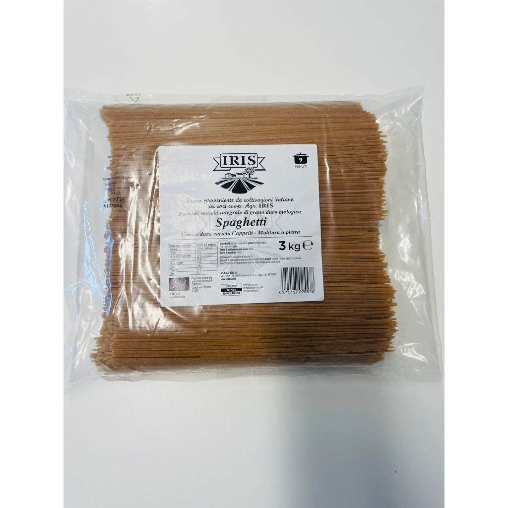 Whole wheat spaghetti CAPPELLI organic IRIS 3 Kg