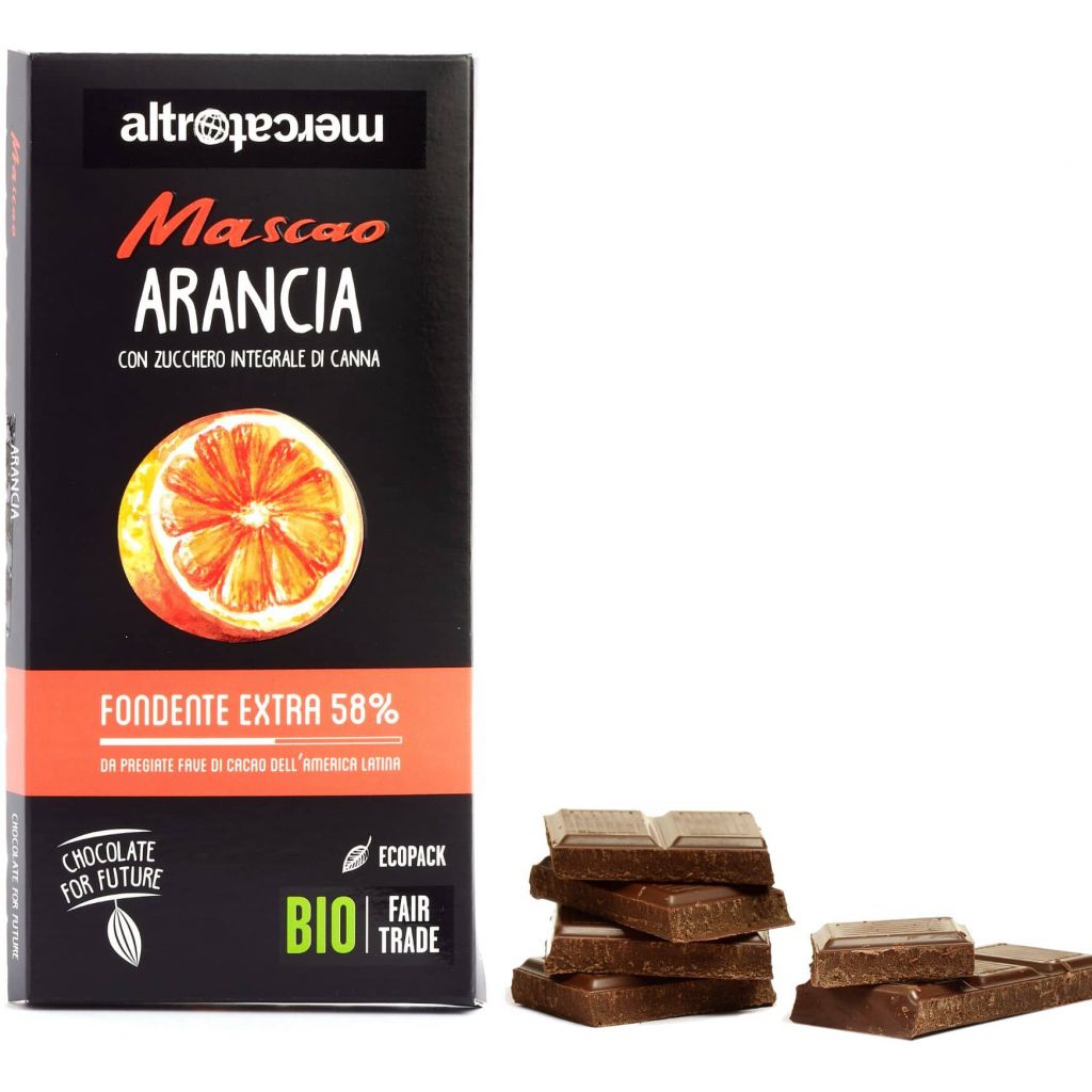 Cioccolato Mascao fondente 58% extra con arancia - bio - 100g