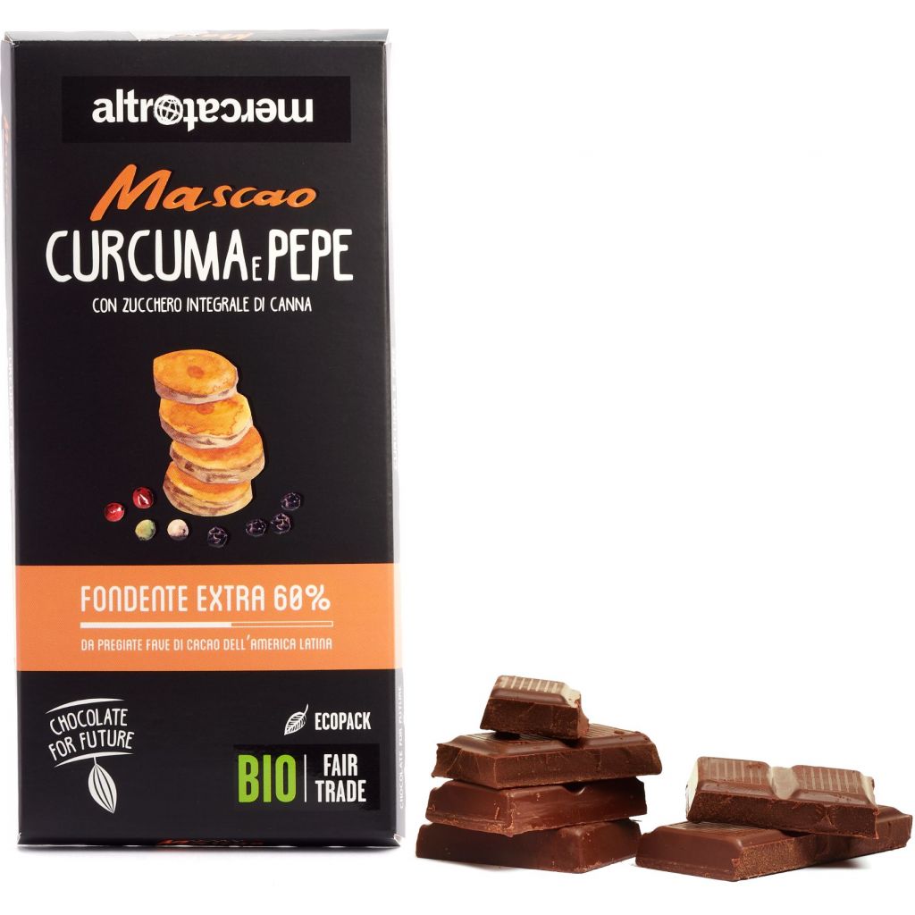 Cioccolato Mascao fondente extra con curcuma e pepe - bio -100g