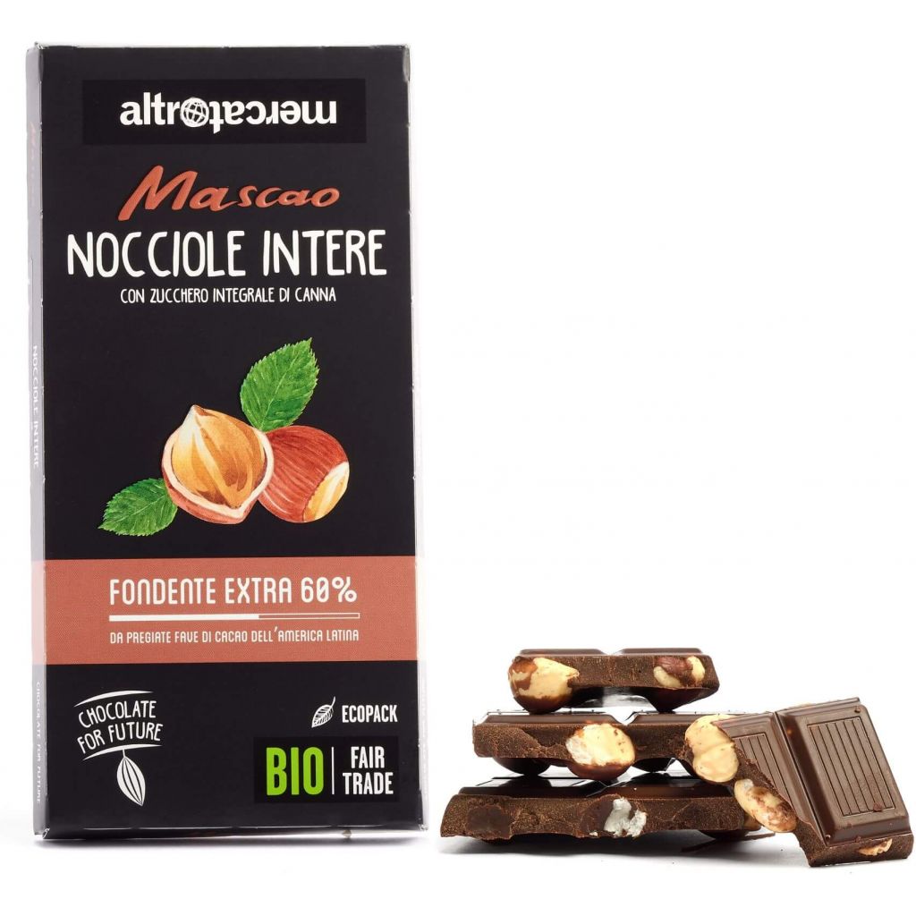 Cioccolato Mascao fondente extra con nocciole intere - bio - 100g