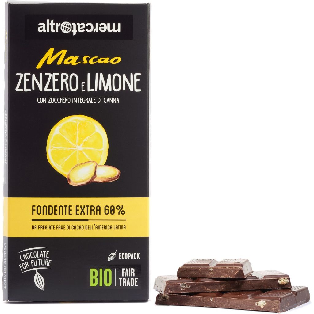 Cioccolato Mascao fondente allo zenzero e limone - bio - 100g