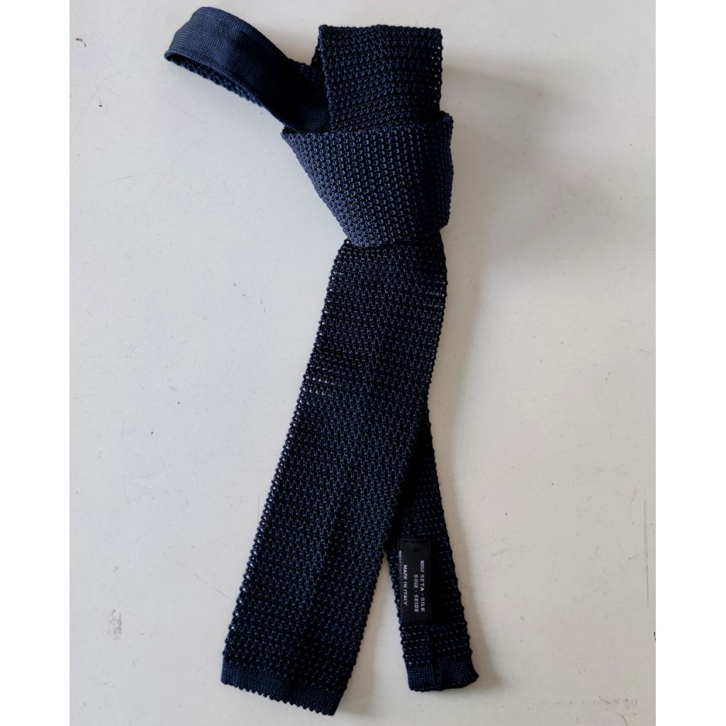 Cravatta tricot blu scuro