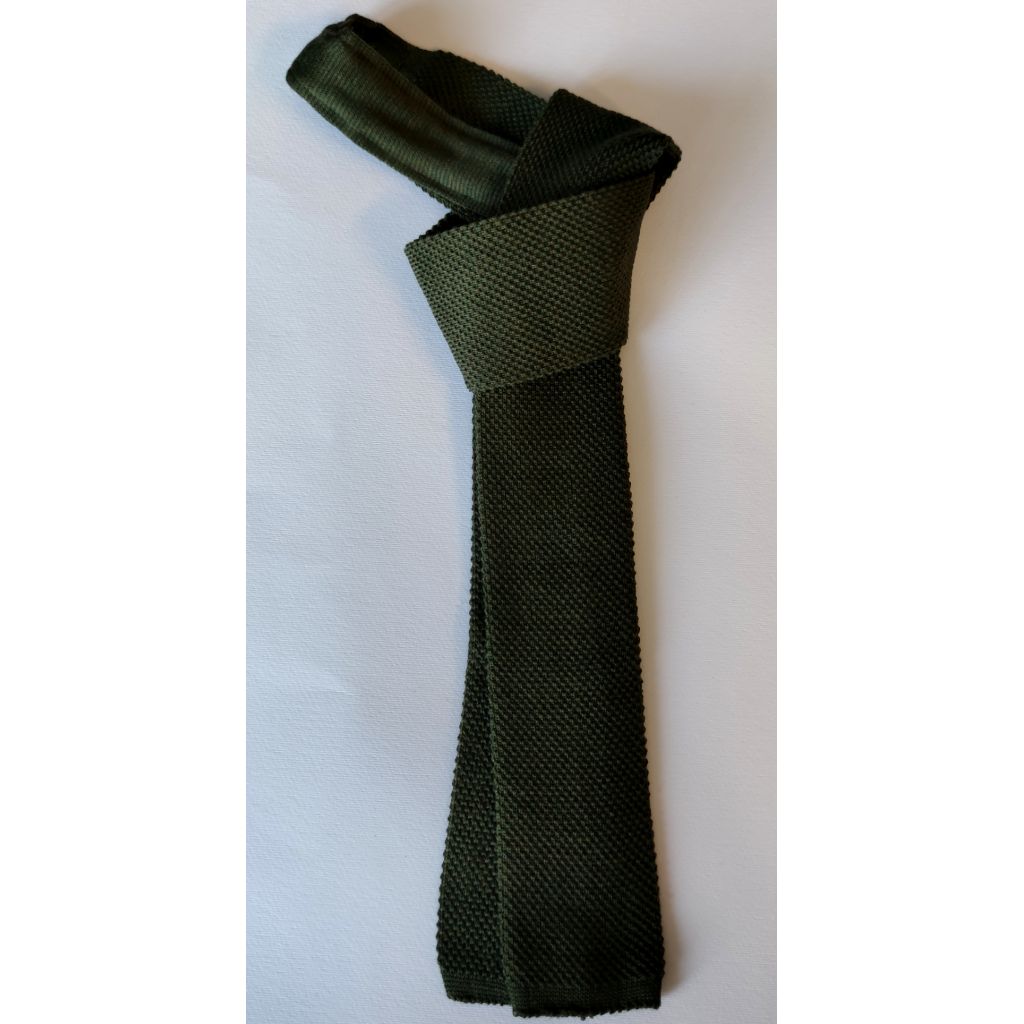 Military green tricot tie