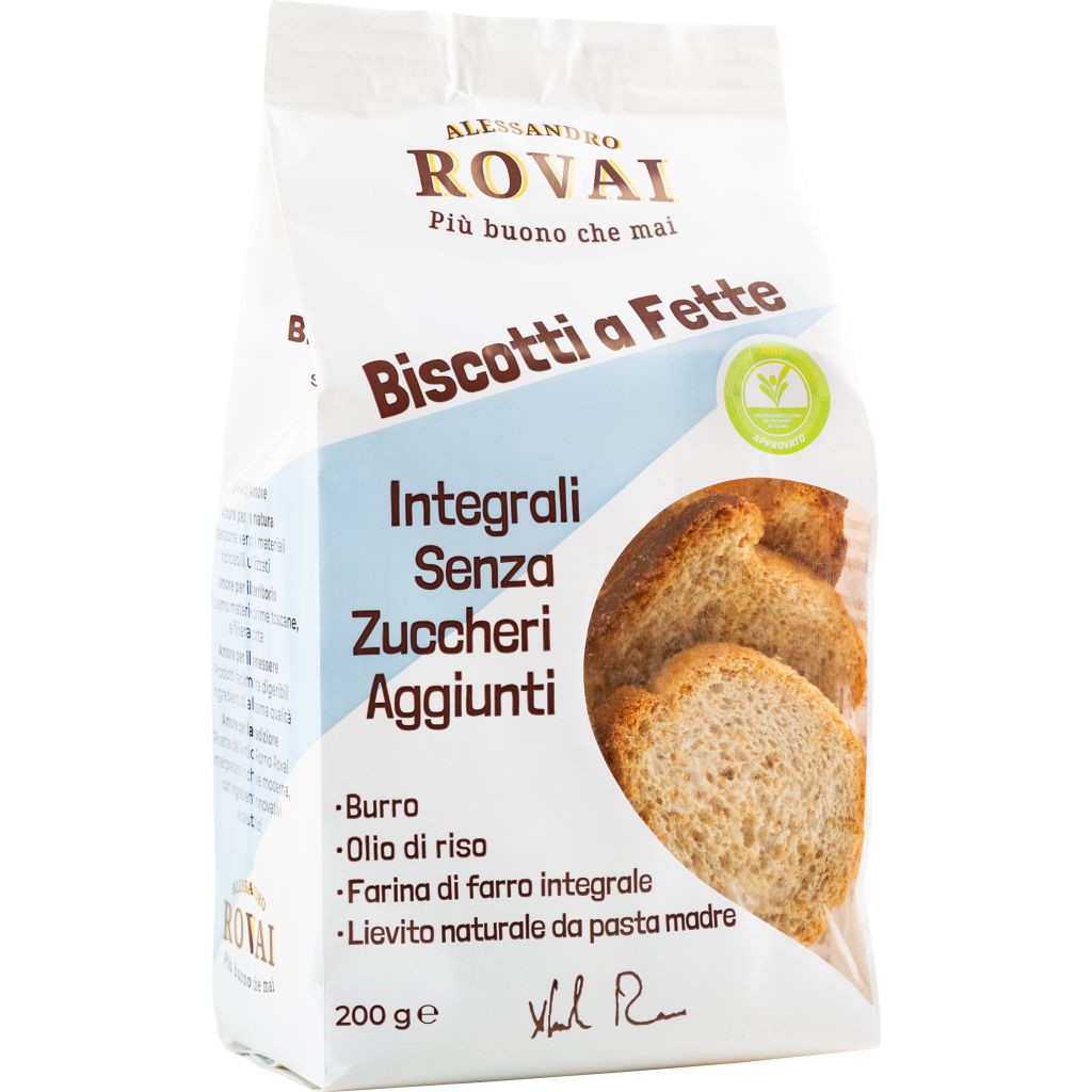 Biscotti a fette Integrali senza zuccheri aggiunti gr. 200