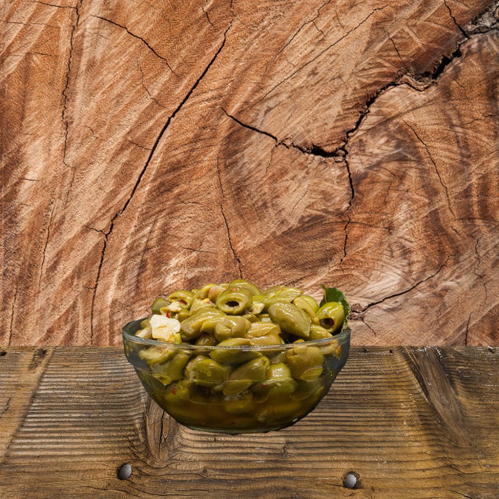 Busta di olive verdi alla calabrese senza osso 1000 g