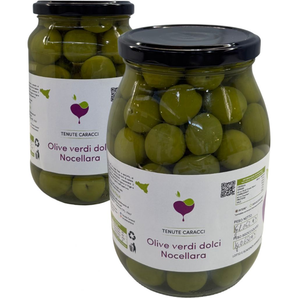 Olive verdi dolci Nocellara in vetro