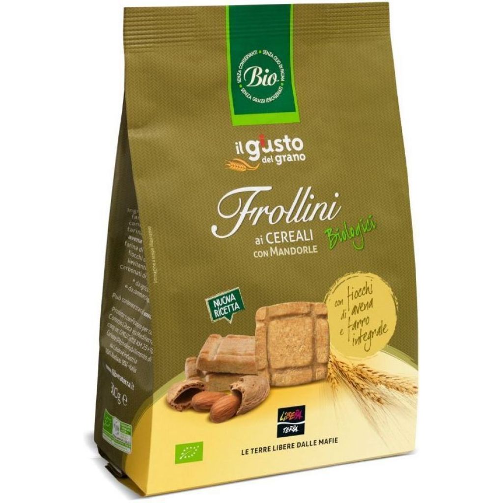 Organic shortbread biscuits with cereals with almonds - 300 g