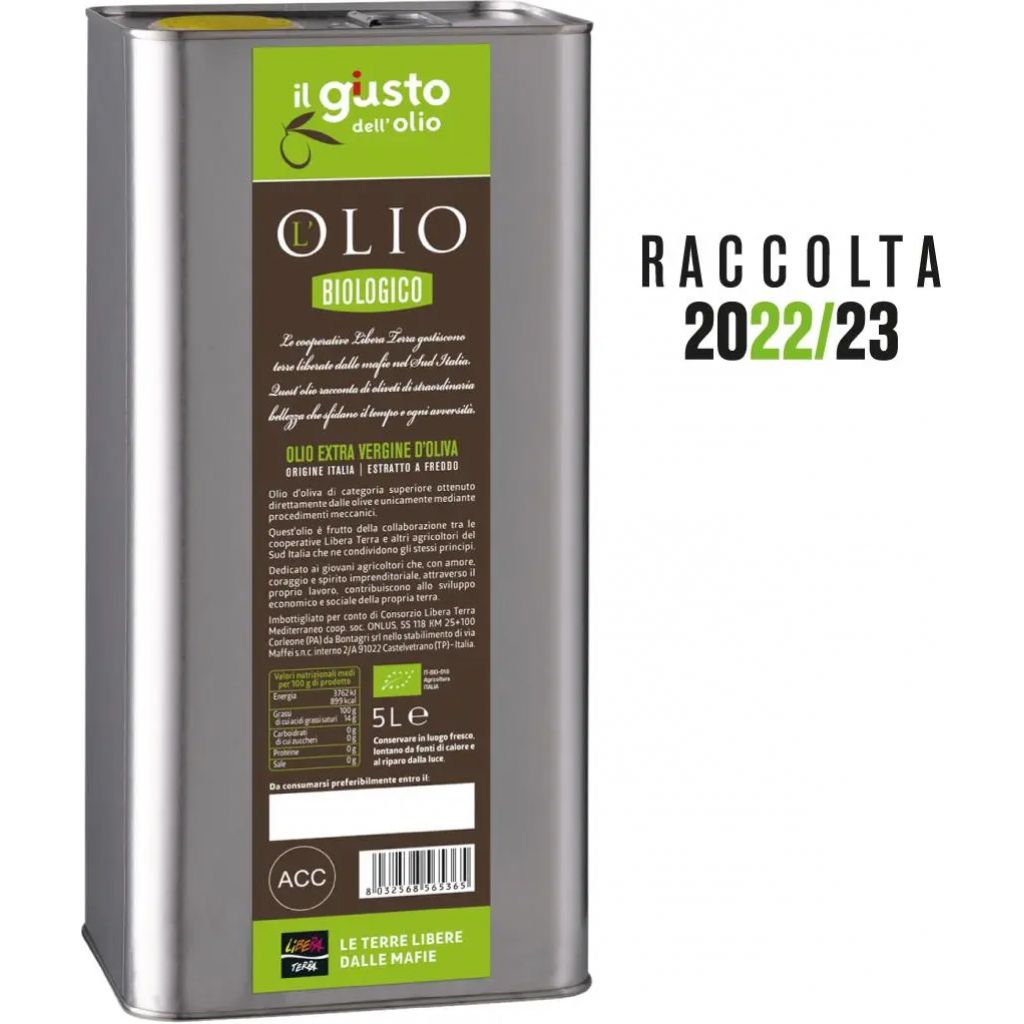 Organic Extra Virgin Olive Oil In Tin - 5l