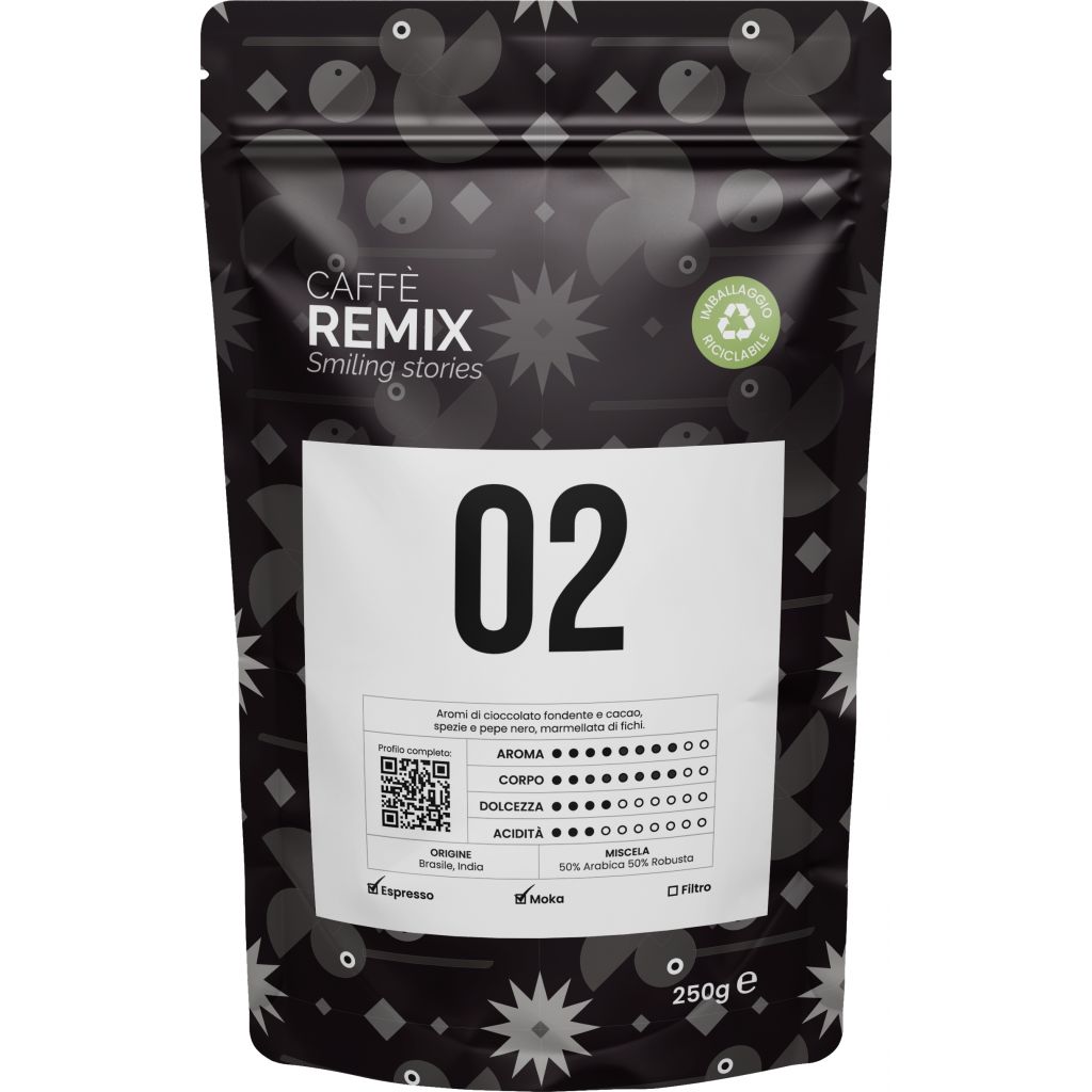 Caffè REMIX 02 - Caffè tostato in grani 250g - 50% Arabica 50% Robusta