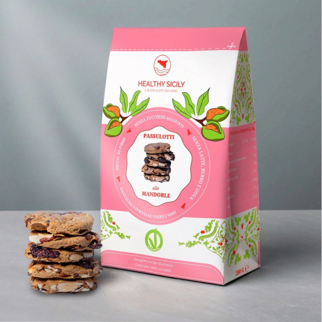 Biscotti integrali senza zuccheri aggiunti alle mandorle (Passulotti)