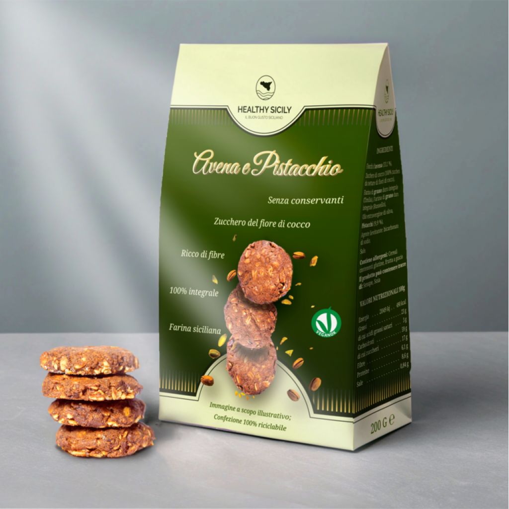 Biscotti Integrali Avena & Pistacchio (con zucchero di cocco)