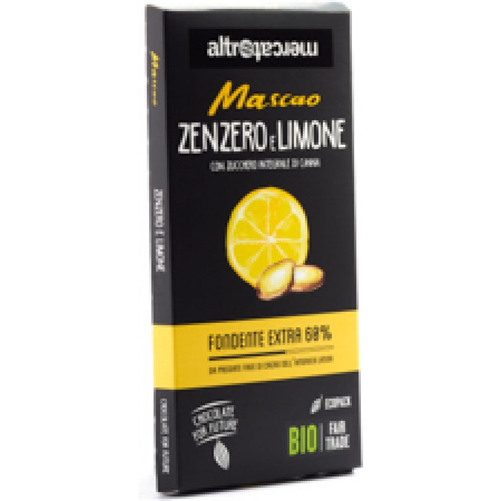 1058 Cioccolato - Mascao fondente allo zenzero e limone - bio 100g