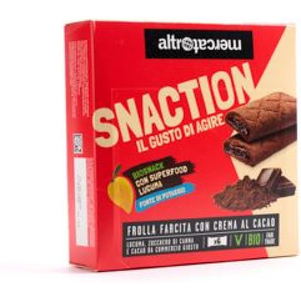 4294 SNACTION COCCO frolla integrale farcita con crema cacao e cocco 6 barrette bio 150 g