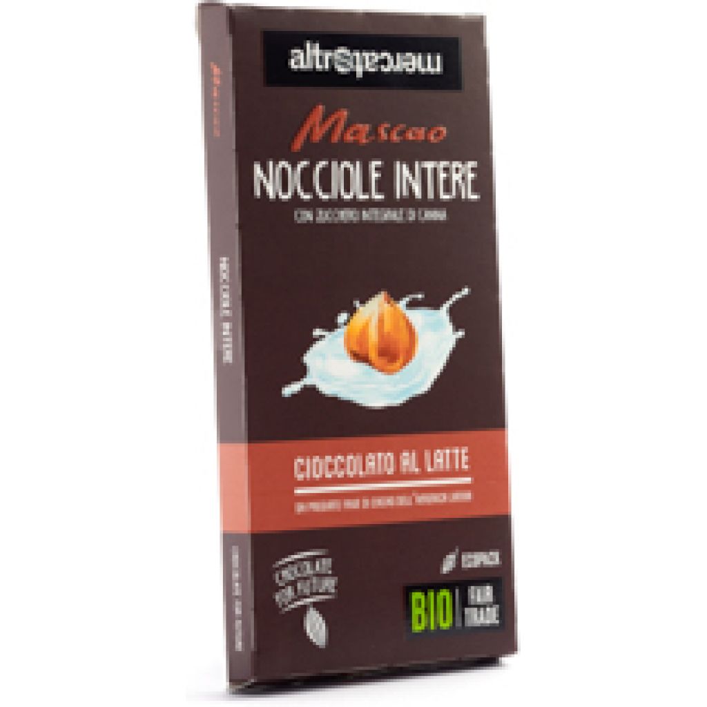 453 cioccolato Mascao al latte e nocciole intere - bio 100g