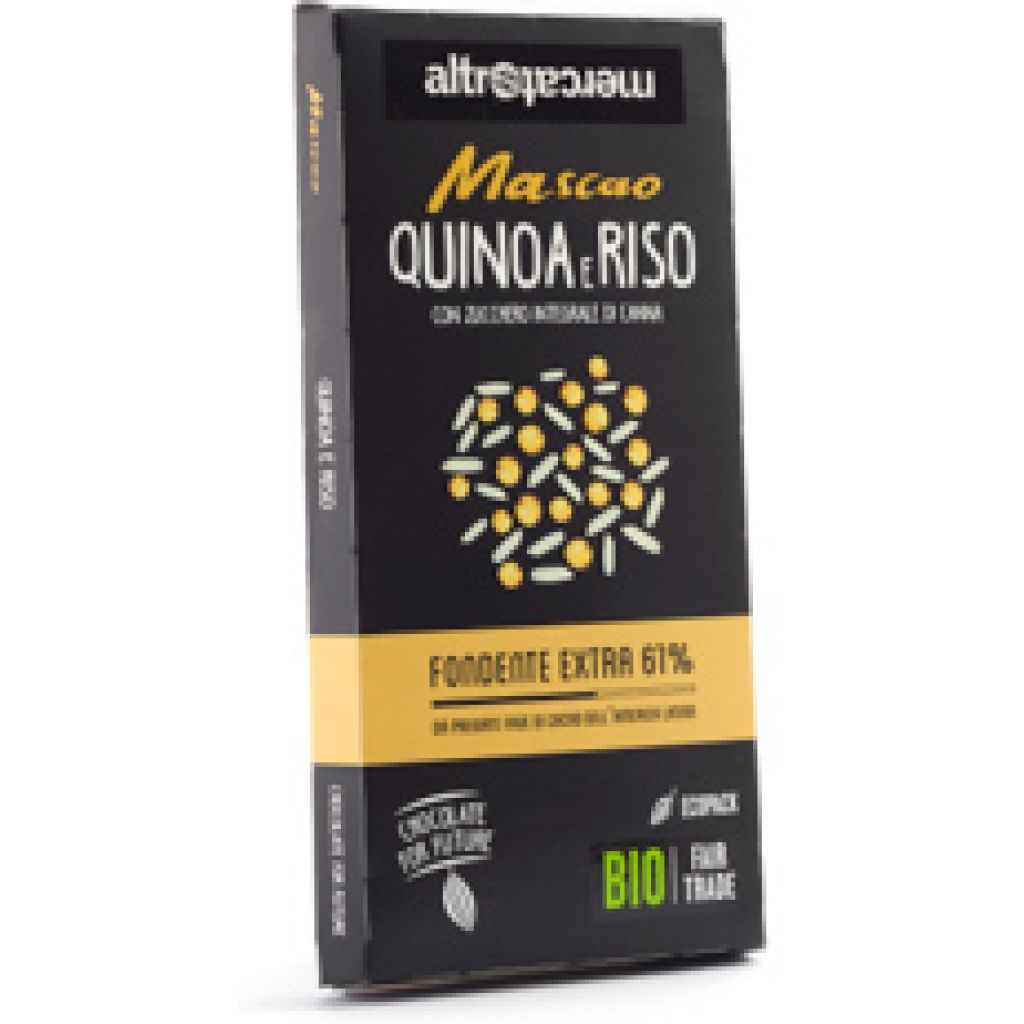 457 cioccolato Mascao fondente extra con quinoa e riso - bio