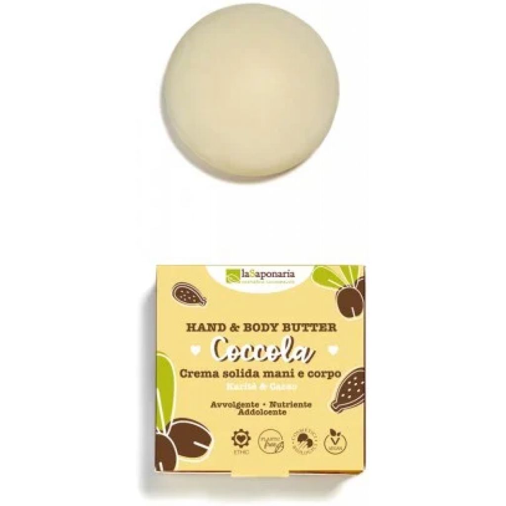 Crema solida mani e corpo COCCOLA - Karitè & Cacao 80 ml