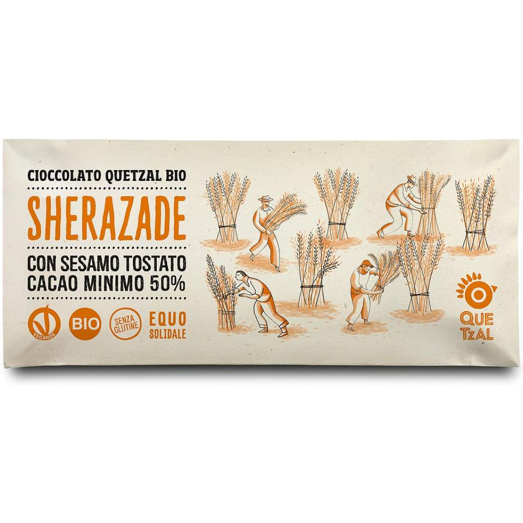 SHERAZADE - Cioccolata con sesamo e buccia di arancia 50% cacao BIO - 60 g