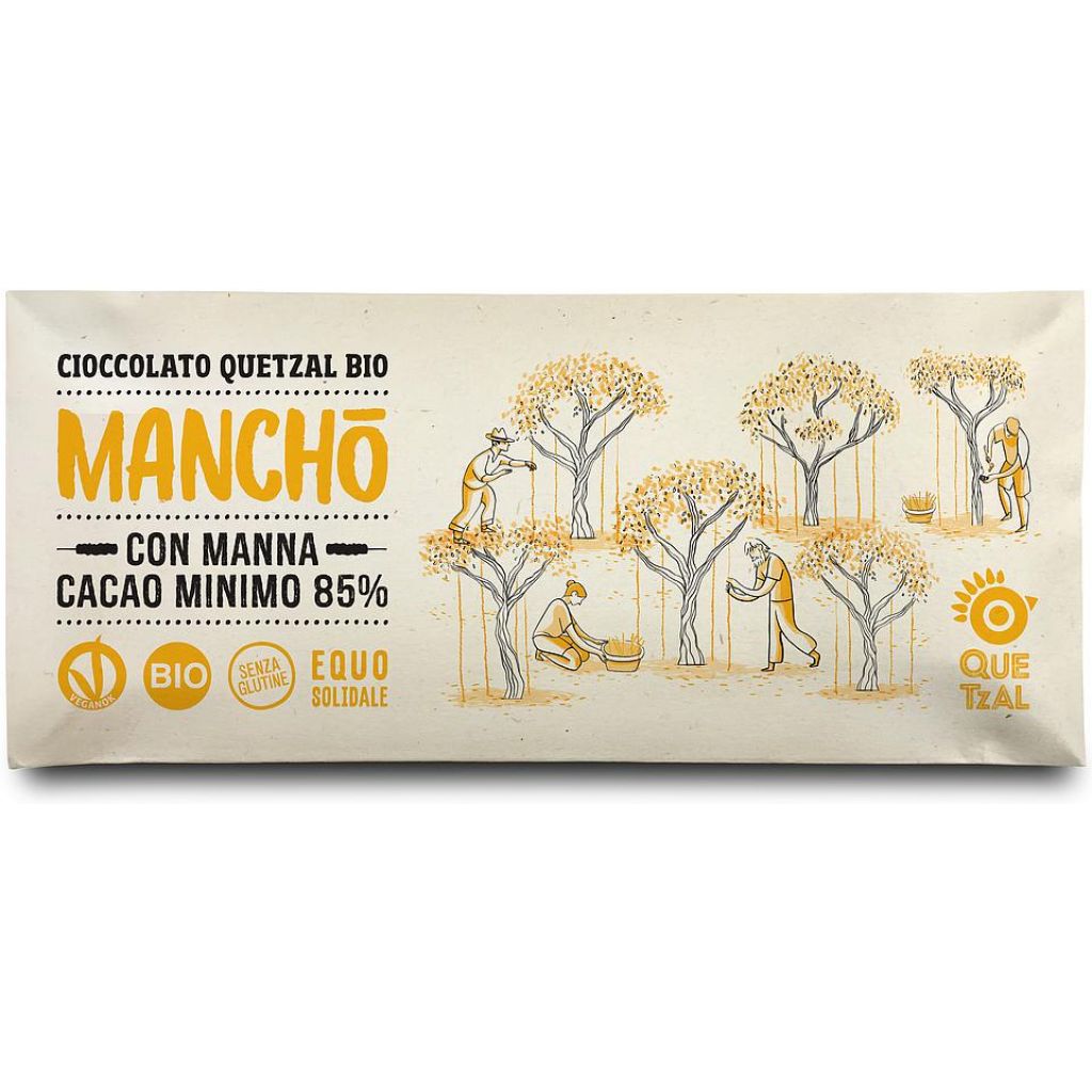 MANCHO - Cioccolata con manna 85% cacao BIO - 60 g
