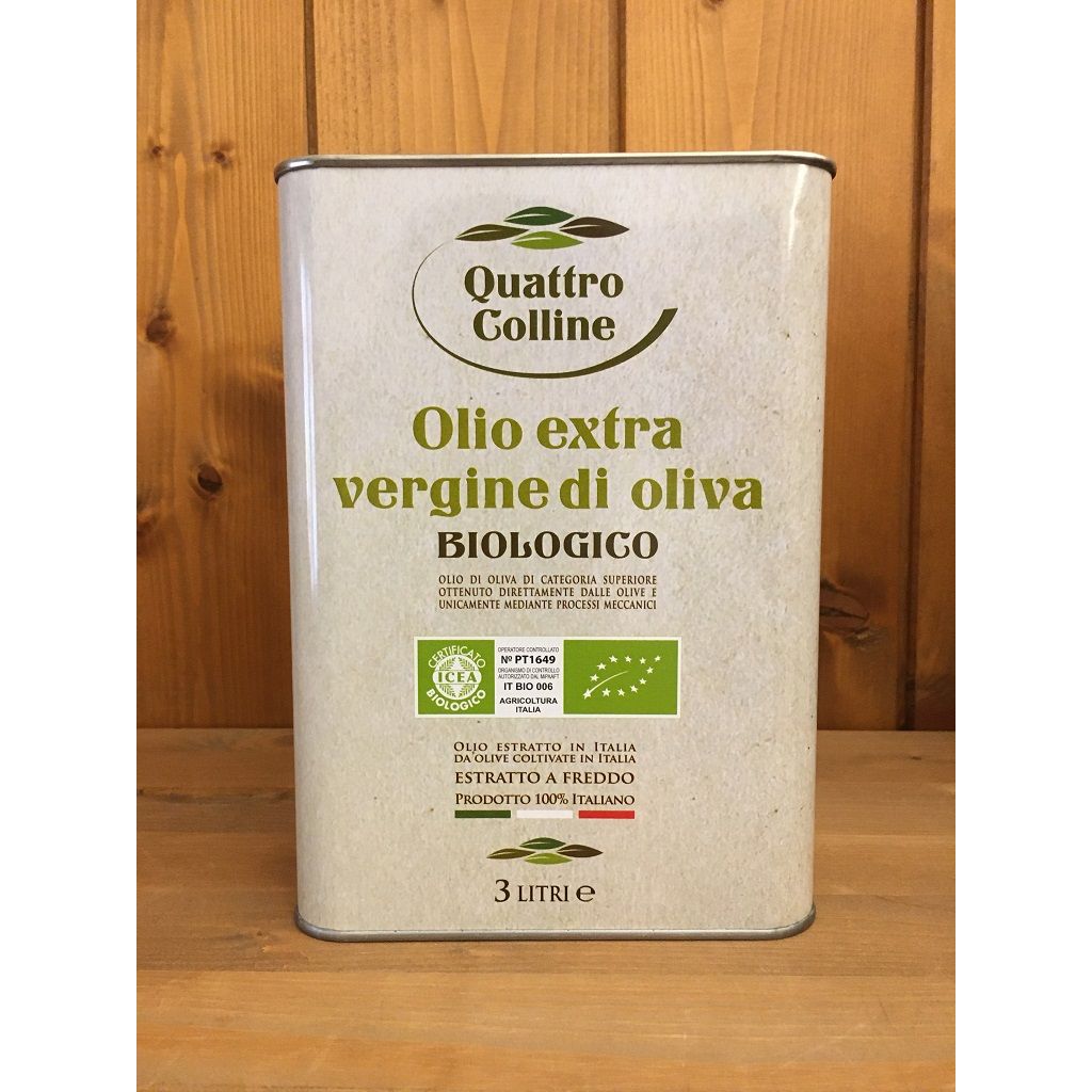 Olio Extravergine di Oliva Biologico RACCOLTA 2023/24 QUATTRO COLLINE lattina da 3 LT.