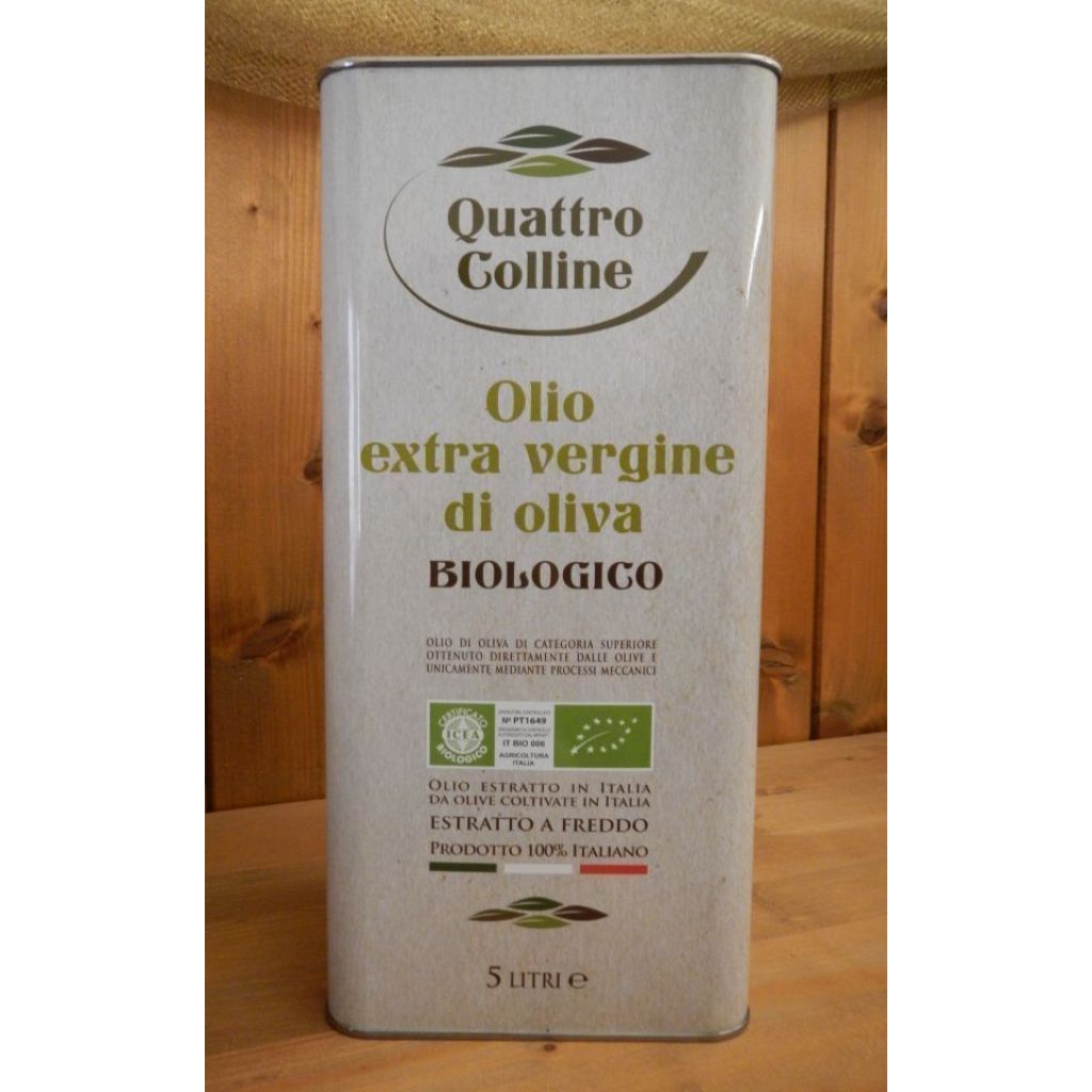 Olio Extravergine di Oliva Biologico RACCOLTA 2023/24 QUATTRO COLLINE lattina da 5 LT.